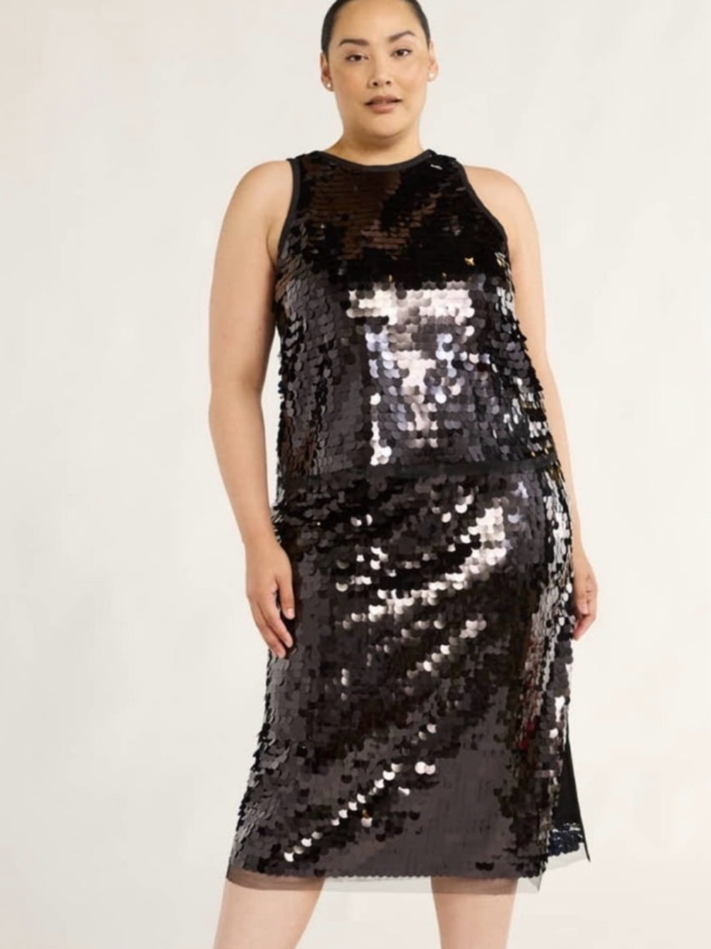 Serra Black Sequin Midi Skirt NWT